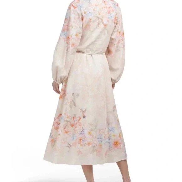 Calypso St. Barth Pale Blush Floral Embroidered Midi Dress M - Picture 2 of 12